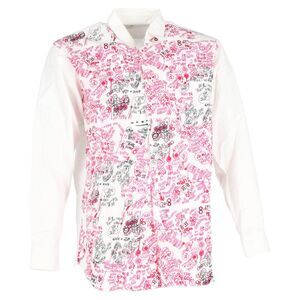 Comme Des Garçons Printed Long Sleeve Shirt in White Cotton